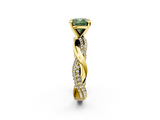 Yellow gold Fancy Green Cushion  Solitaire Twist Band with Pave Prong Setting_30