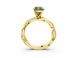Yellow gold Fancy Green Cushion  Solitaire Twist Band with Pave Prong Setting_31