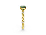 Yellow gold Fancy Green Cushion  Solitaire Twisted Band Prong Set Engagement Ring_63