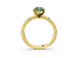 Yellow gold Fancy Green Cushion  Solitaire Twisted Band Prong Set Engagement Ring_64
