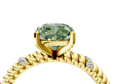 Yellow gold Fancy Green Cushion  Solitaire Twisted Band Prong Set Engagement Ring_65