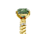 Yellow gold Fancy Green Cushion  Solitaire Twisted Band Prong Set Engagement Ring_66