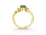 Yellow gold Fancy Green Cushion  Solitaire Twisted Band Scroll Prong Ring_6