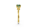 Yellow gold Fancy Green Cushion  Solitaire Twisted Band with Bead Prong Setting_273
