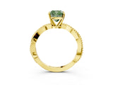 Yellow gold Fancy Green Cushion  Solitaire Twisted Band with Bead Prong Setting_274