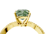 Yellow gold Fancy Green Cushion  Solitaire Twisted Band with Bead Prong Setting_275