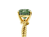 Yellow gold Fancy Green Cushion  Solitaire Twisted Band with Bead Prong Setting_276