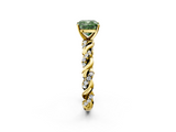 Yellow gold Fancy Green Cushion  Solitaire Twisted Band with Pavé Accents and Four-Prong Setting_5