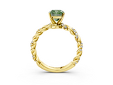 Yellow gold Fancy Green Cushion  Solitaire Twisted Band with Pavé Accents and Four-Prong Setting_6