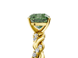 Yellow gold Fancy Green Cushion  Solitaire Twisted Band with Pavé Accents and Four-Prong Setting_8