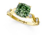 Yellow gold Fancy Green Cushion  Solitaire Twisted Band with Prong Setting 2
