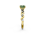Yellow gold Fancy Green Cushion  Solitaire Twisted Band with Prong Setting 3