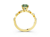 Yellow gold Fancy Green Cushion  Solitaire Twisted Band with Prong Setting 4