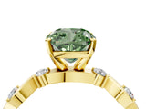 Yellow gold Fancy Green Cushion  Solitaire Twisted Band with Prong Setting 5