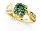 Yellow gold Fancy Green Cushion  Solitaire Twisted Band with Prong Setting_4