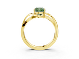 Yellow gold Fancy Green Cushion  Solitaire Twisted Band with Prong Setting_6