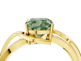 Yellow gold Fancy Green Cushion  Solitaire Twisted Band with Prong Setting_7