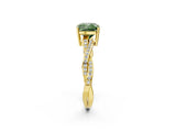 Yellow gold Fancy Green Cushion  Solitaire Twisted Pave Diamond Ring with Four-Prong Setting_14