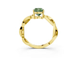 Yellow gold Fancy Green Cushion  Solitaire Twisted Pave Diamond Ring with Four-Prong Setting_15