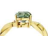 Yellow gold Fancy Green Cushion  Solitaire Twisted Pave Diamond Ring with Four-Prong Setting_16