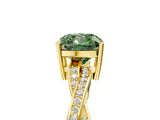 Yellow gold Fancy Green Cushion  Solitaire Twisted Pave Diamond Ring with Four-Prong Setting_17