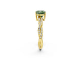 Yellow gold Fancy Green Cushion  Solitaire Twisted Pave Diamond Ring with Four-Prong Setting_76