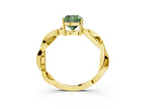Yellow gold Fancy Green Cushion  Solitaire Twisted Pave Diamond Ring with Four-Prong Setting_77