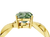 Yellow gold Fancy Green Cushion  Solitaire Twisted Pave Diamond Ring with Four-Prong Setting_78