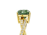 Yellow gold Fancy Green Cushion  Solitaire Twisted Pave Diamond Ring with Four-Prong Setting_79