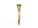 Yellow gold Fancy Green Cushion  Solitaire Vine Band with Milgrain Prong Setting_5