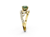 Yellow gold Fancy Green Cushion  Solitaire with Pavé Twist Band and Four-Prong Setting_73