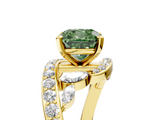 Yellow gold Fancy Green Cushion  Solitaire with Pavé Twist Band and Four-Prong Setting_76