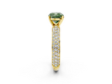 Yellow gold Fancy Green Cushion  Solitaire with Pave Band and Four-Prong Setting_5