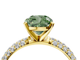 Yellow gold Fancy Green Cushion  Solitaire with Pave Band and Four-Prong Setting_7