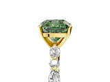 Yellow gold Fancy Green Cushion  Solitaire with Side Stones on a Pavé Band and Four-Prong Setting_28