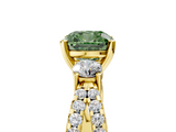 Yellow gold Fancy Green Cushion  Three-Stone Diamond Ring with Pavé Split Shank and Four-Prong Setting_48