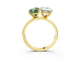 Yellow gold Fancy Green Cushion  and Emerald Cut Toi Moi Ring with Prong Setting_48