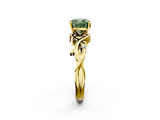 Yellow gold Fancy Green Cushion cut Solitaire Twisted Band Prong Setting Ring_181