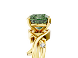 Yellow gold Fancy Green Cushion cut Solitaire Twisted Band Prong Setting Ring_184