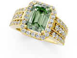 Yellow gold Fancy Green Emerald -Cut Halo Diamond Ring with Split Shank and Four-Prong Setting_72