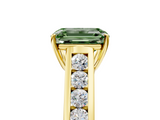 Yellow gold Fancy Green Emerald  Brilliant Channel-Set Solitaire Ring with Four-Prong Setting_25