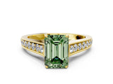 Yellow gold Fancy Green Emerald  Brilliant Cut Diamond Engagement Ring with Pavé Band and Four-Prong Setting_49
