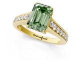 Yellow gold Fancy Green Emerald  Brilliant Cut Diamond Engagement Ring with Pavé Band and Four-Prong Setting_50