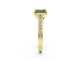 Yellow gold Fancy Green Emerald  Brilliant Cut Diamond Engagement Ring with Pavé Band and Four-Prong Setting_51