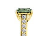 Yellow gold Fancy Green Emerald  Brilliant Cut Diamond Engagement Ring with Pavé Band and Four-Prong Setting_54