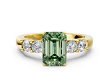 Yellow gold Fancy Green Emerald  Brilliant Cut Diamond Five-Stone Prong Set Engagement Ring with Channel Band_3
