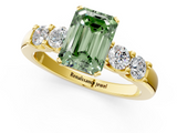 Yellow gold Fancy Green Emerald  Brilliant Cut Diamond Five-Stone Prong Set Engagement Ring with Channel Band_4