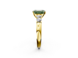 Yellow gold Fancy Green Emerald  Brilliant Cut Diamond Five-Stone Prong Set Engagement Ring with Channel Band_5