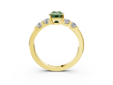 Yellow gold Fancy Green Emerald  Brilliant Cut Diamond Five-Stone Prong Set Engagement Ring with Channel Band_6