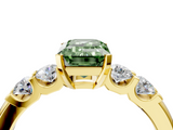Yellow gold Fancy Green Emerald  Brilliant Cut Diamond Five-Stone Prong Set Engagement Ring with Channel Band_7